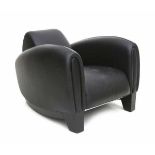 Franz Romero (1951)A black leather upholstered 'Bugatti' lounge chair, model DS-57, produced by De