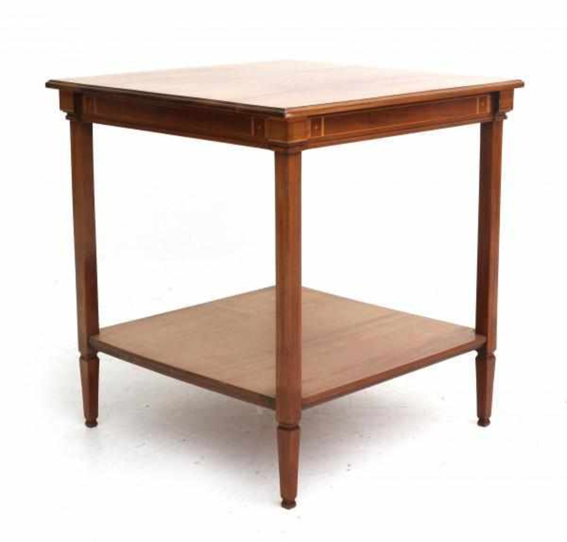 Nieuwe KunstA mahogany square section occasional table with geometrical fruitwood inlay, circa 1910, - Bild 2 aus 3