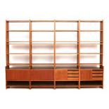 KLM systeemA modular teak bookcase system, comprising four bookcases each comprising three parts,