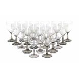 A.D. Copier (1901-1991)Twenty times 'wijnglas groot' (large wineglasses), grey-violet glass with cut