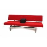 Gijs van der SluisA black lacquered metal and red upholstered adjustable sleeping couch with