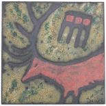 Jaap Ravelli (1916-2011)A ceramic tile decorated with a pattern inspired by the cave paintings of