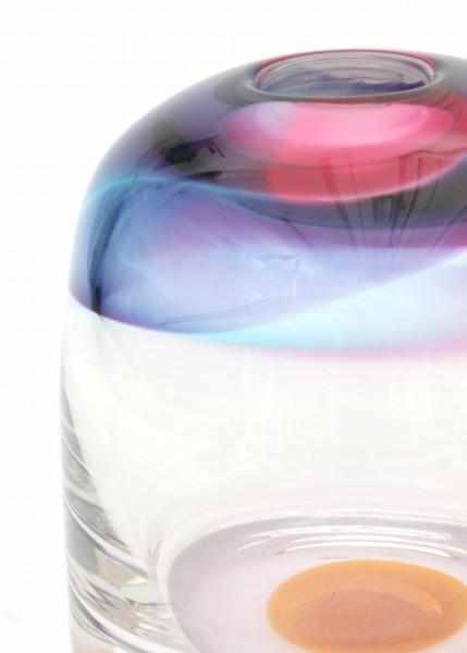 Siem van der Marel (1944)A cylindrical clear, orange, pink and purple glass Serica vase with rounded - Image 2 of 3