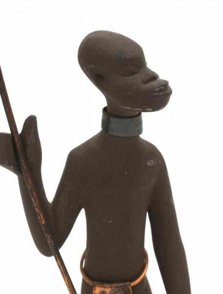 Jaap Ravelli (1916-2011)A ceramic figure of an African warrior, with copperhand spear, fig leaf, - Image 2 of 3