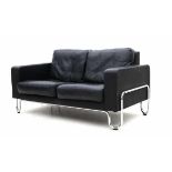 Willem Hendrik Gispen (1890-1981)A black leather upholstered and chromium plated tubular steel sofa,