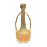 Gustave De Bruyn & Fils, Fives-LilleA two-handled moulded ceramic vase, glazed in yellow, green