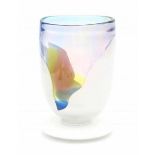 Siem van der Marel (1944)A clear, pink, blue, white and yellow glass Leerdam Unica vase on white