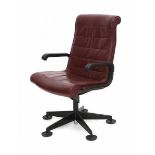 Richard Sapper (1932-2015)A Sapper Executive desk chair, black metal and plastic with burgundy red