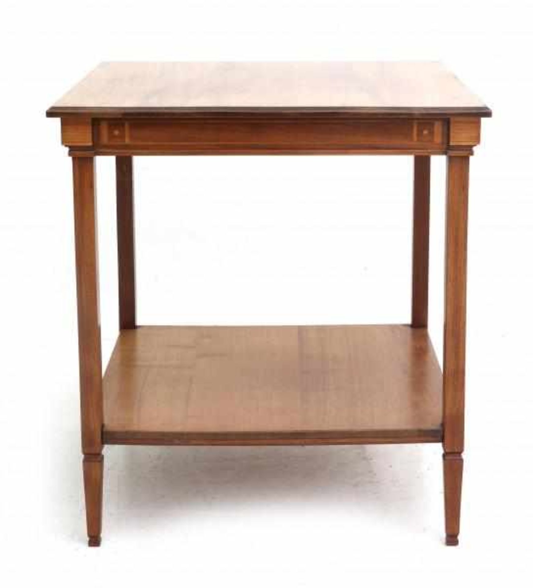 Nieuwe KunstA mahogany square section occasional table with geometrical fruitwood inlay, circa 1910,