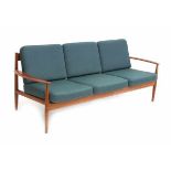 Grete Jalk (1920-2006)A teak three-seater sofa with re-upholstered cushions, model 118-3, produced