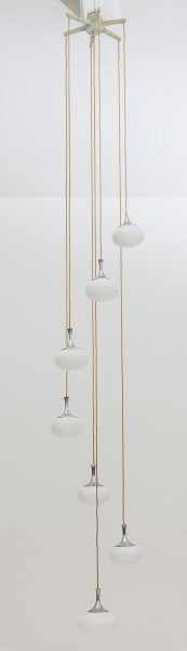 Sölken LeuchtenA seven light hanging lamp with glass shades at different heights, suspended by a