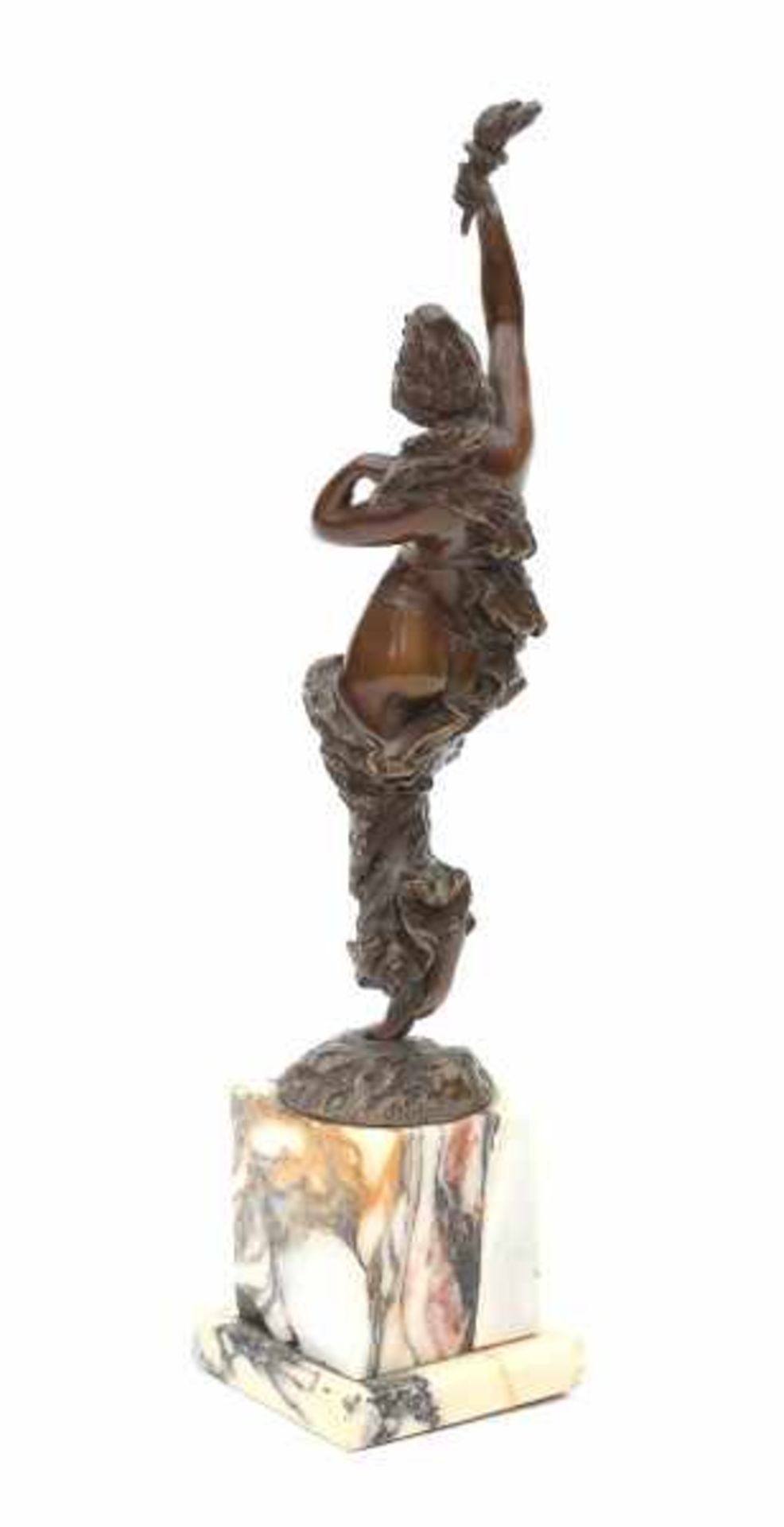 Paul Aichele (1859-1920)A patinated bronze female figure with torch, with moulded signature, on - Bild 3 aus 4