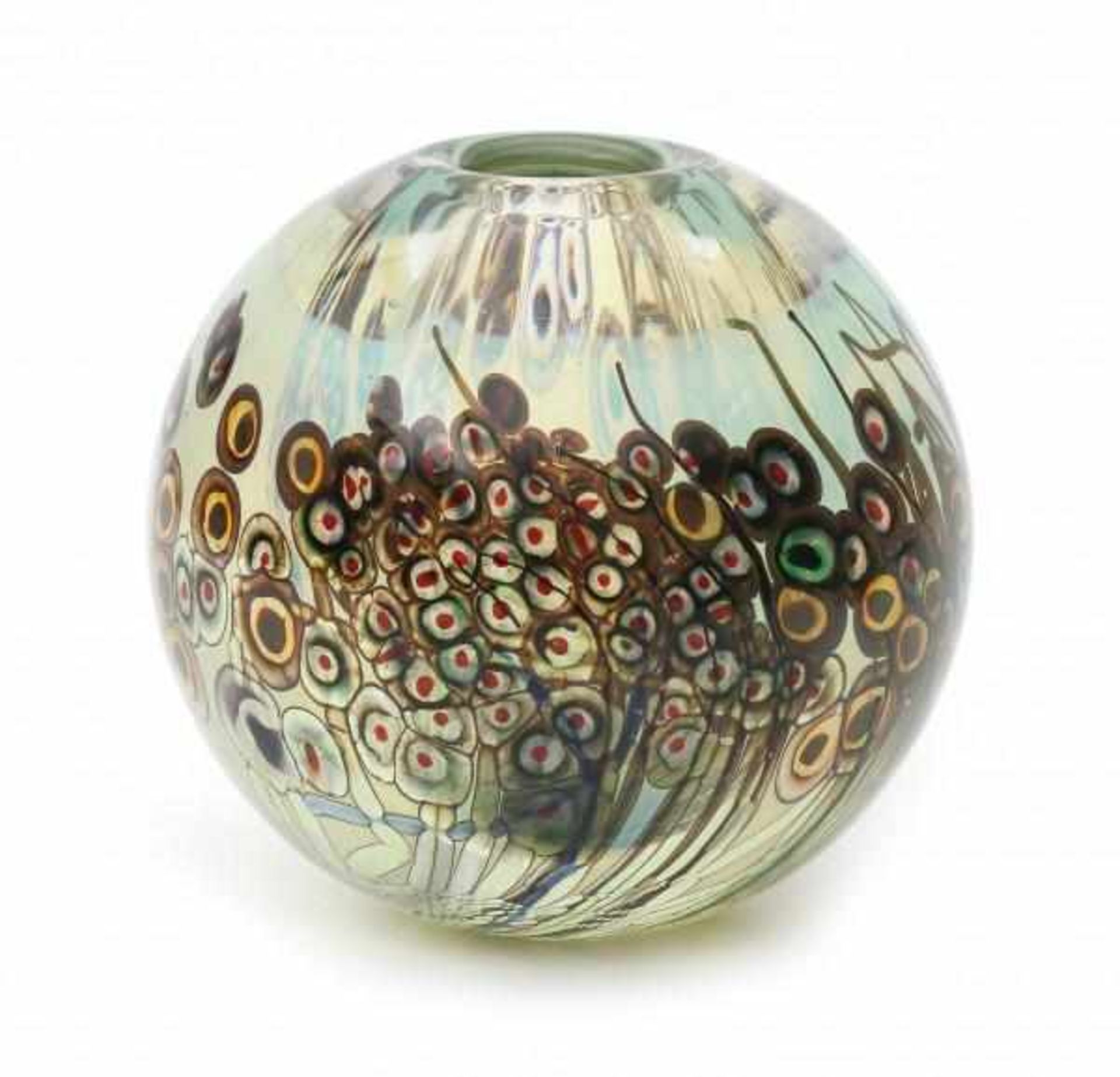 Willem Heesen (1925-2007)A heavy glass vase internally decorated with stylized vegetation, unique