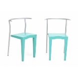 Philippe Starck (1949)Two Dr. Glob chairs and a Miss Balu table, grey lacquered metal and mint