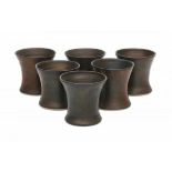 Jan van der Vaart (1931-2000)Six bronze-colour glazed stoneware beakers, produced in the artist's