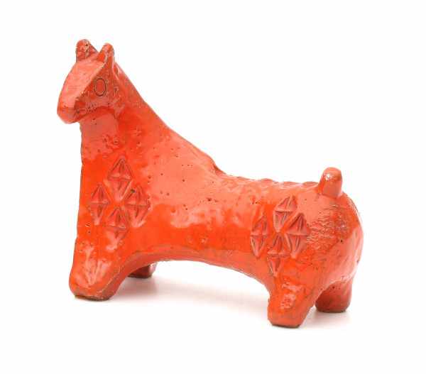 Aldo Londi (1911-2003)An orange glazed ceramic horse, produced by Bitossi, Italy, 1960s, with - Image 2 of 3