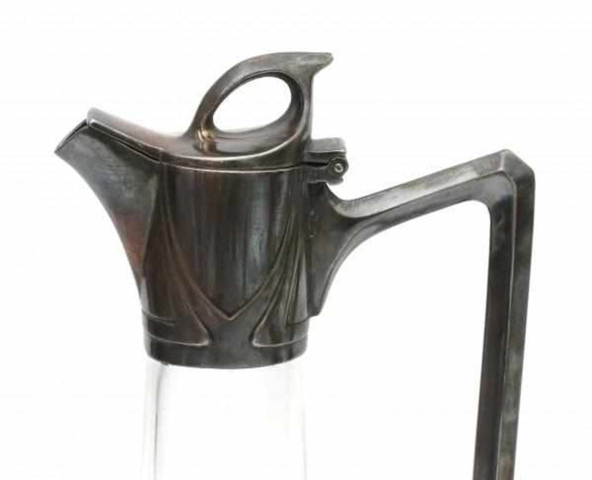 WMFA cut glass and pewter lidded jug with Jugendstil ornaments, marked, together with a taller - Bild 3 aus 4