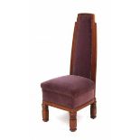 Amsterdamse SchoolA rosewood high-back dining chair, on rectangular section feet, reupholstered with