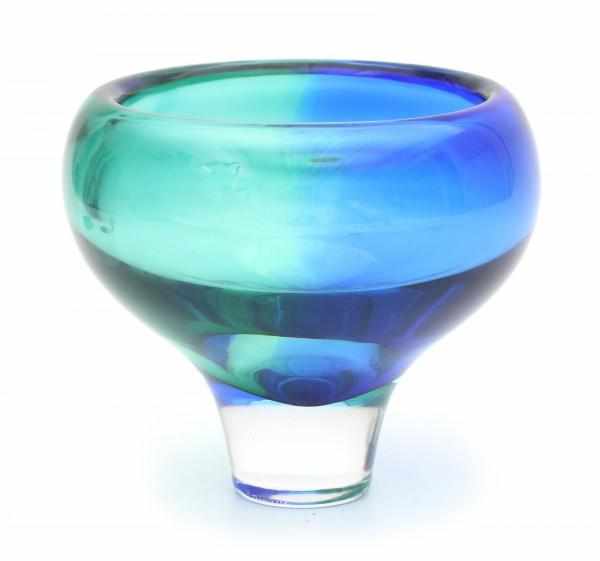 Gerard Thomassen (1926-2004)A Serica glass bowl in clear, blue and green, produced by Royal Leerdam,