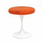 Maurice BurkeA white lacquered metal stool with orange material upholstered seat, produced by