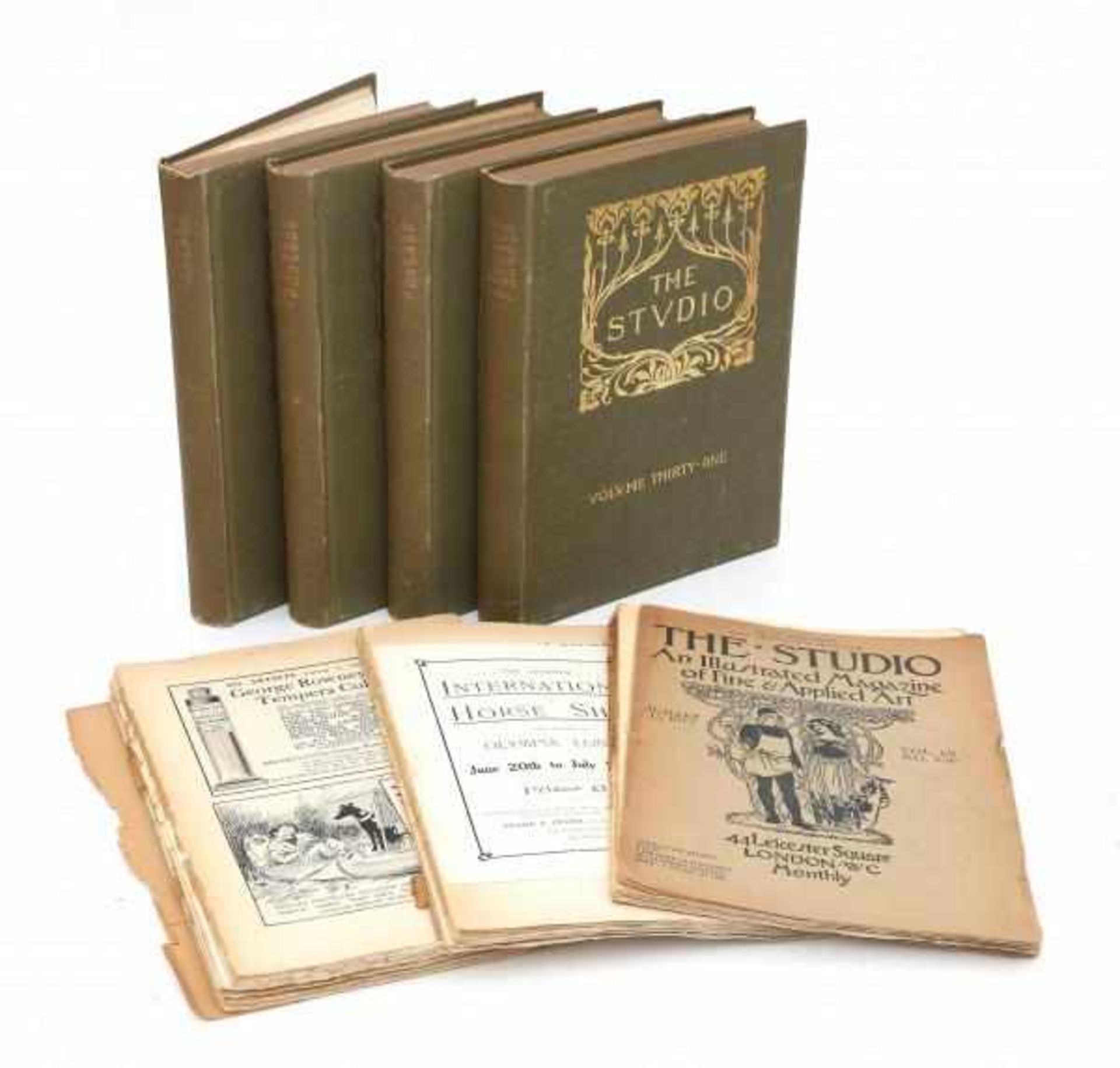 Four bound volumes of magazine 'The Studio' (Vol. 31, 32, 33, & 35), and four loose editions (