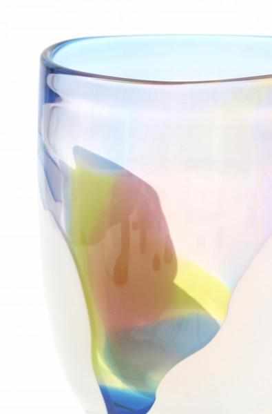 Siem van der Marel (1944)A clear, pink, blue, white and yellow glass Leerdam Unica vase on white - Image 2 of 3