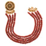 A Four Strand Red Coral Necklace