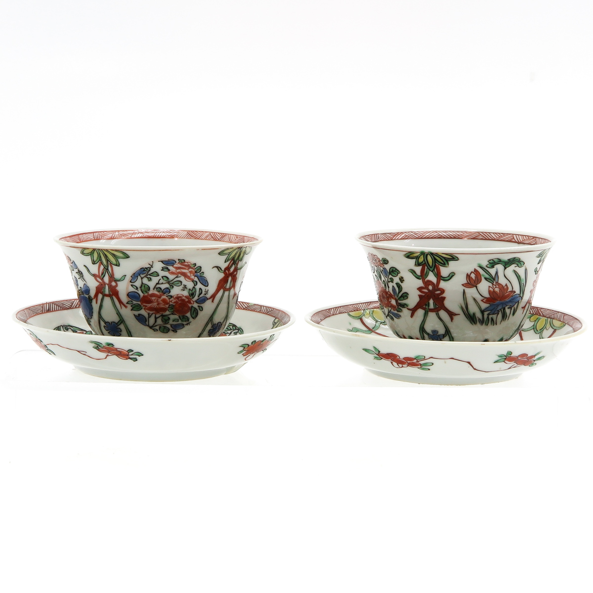 Two Chinese Cups and Saucers - Image 4 of 6