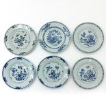 Six Chinese Blue and White Plates