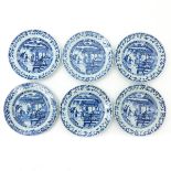 A Series of Six Blue and White Plates