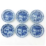 A Series of SIx Blue and White Plates