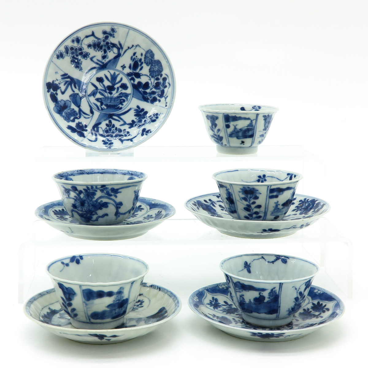 Five Chinese Cups and Saucers