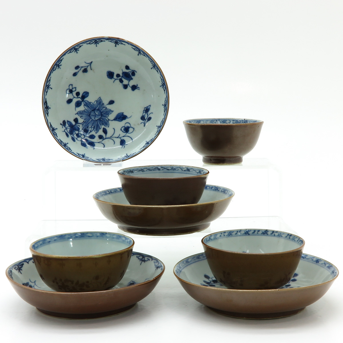Four Chinese Batavianware Cups and Saucers