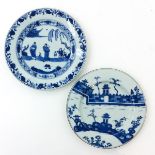 Two Chinese Blue and White Plates