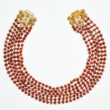 A Six Strand Red Coral Necklace