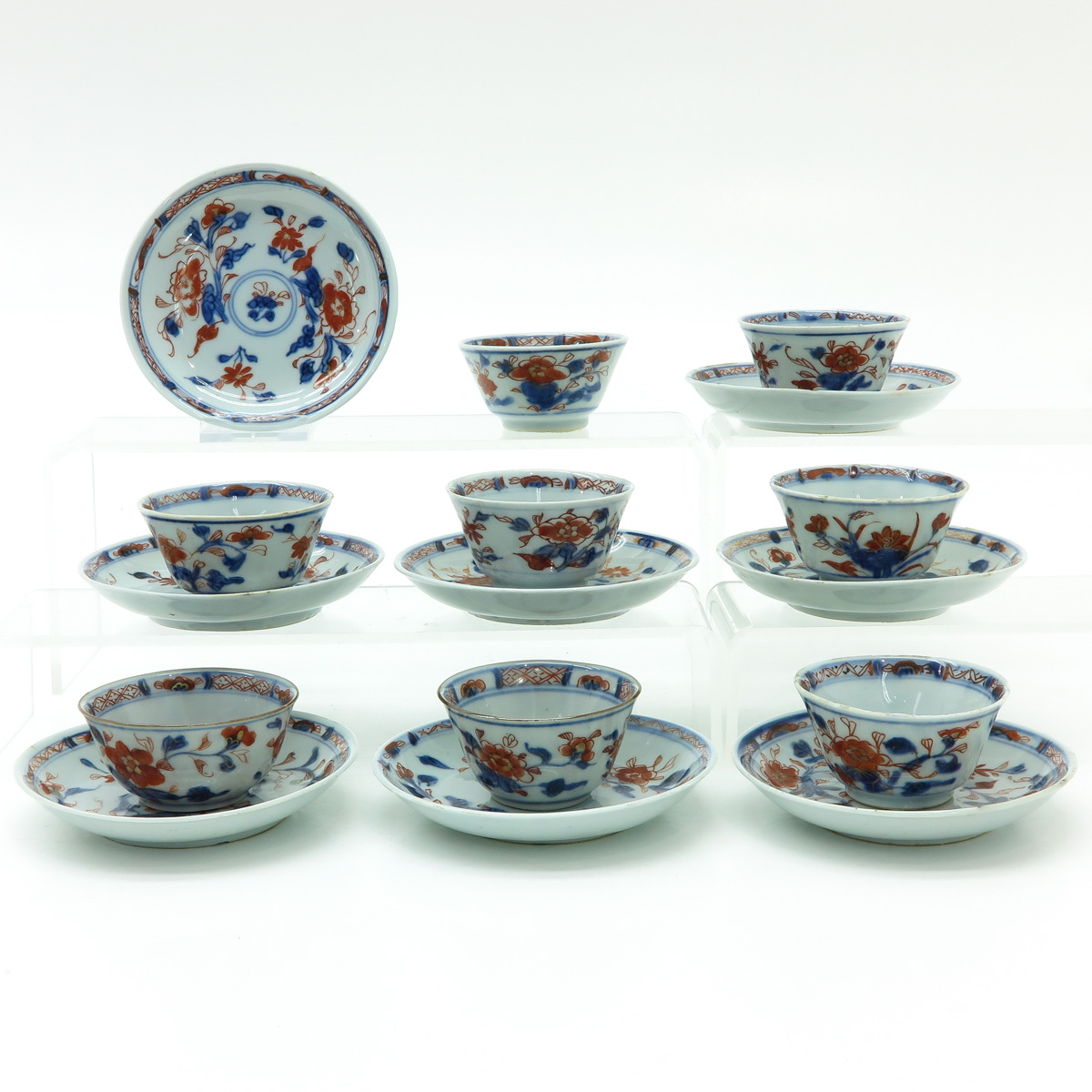 Eight Chinese Imari Cups and Saucers