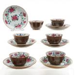 Six Chinese Cups and Saucers