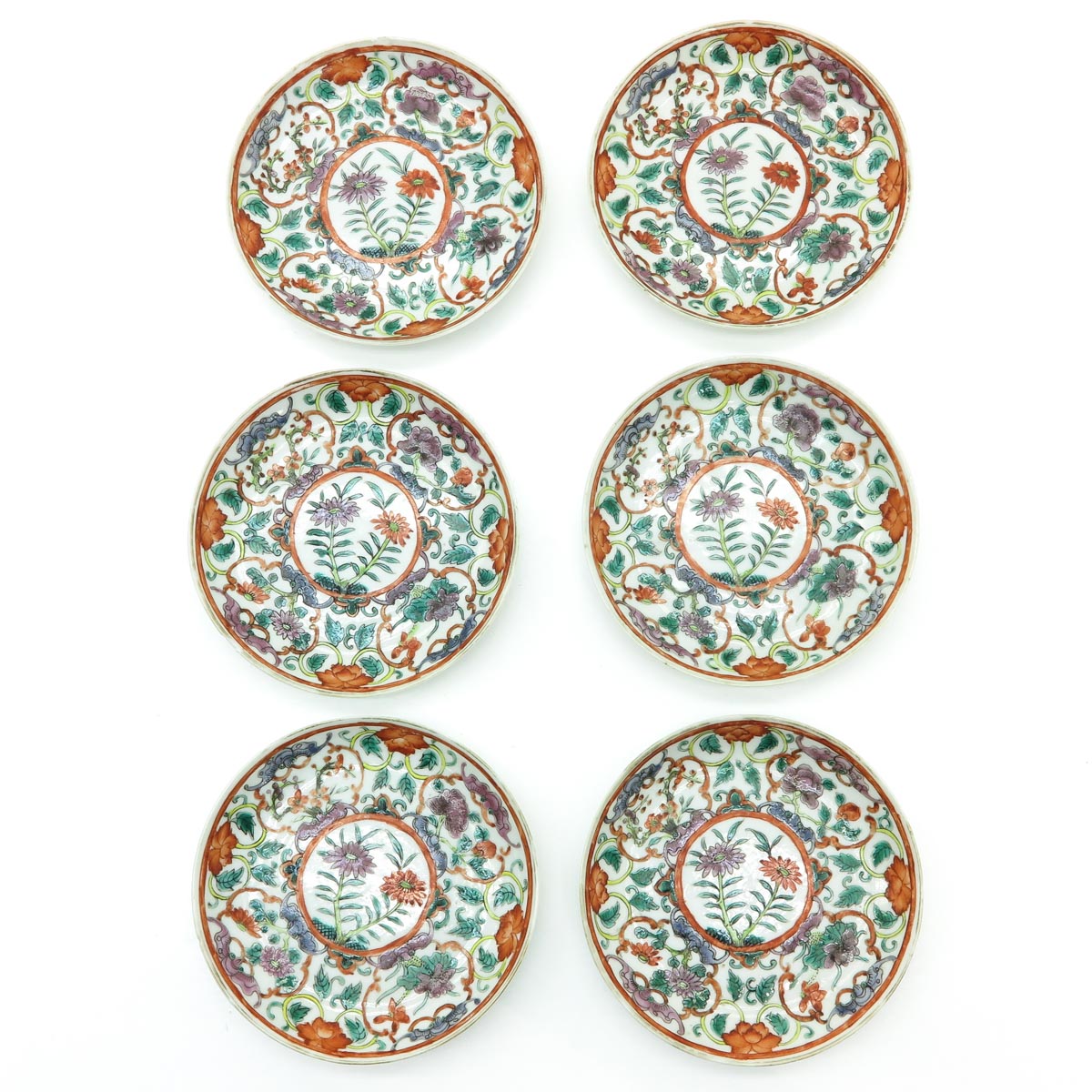 Six Chinese Polychrome Cups and Saucers - Image 5 of 8