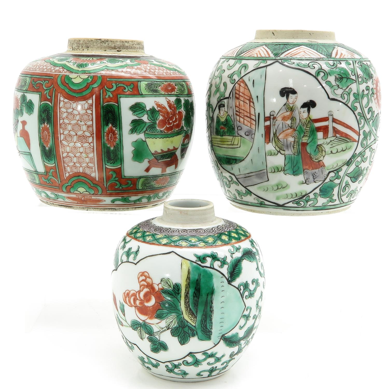 Three Famille Verte Decor Ginger Jars - Image 3 of 10