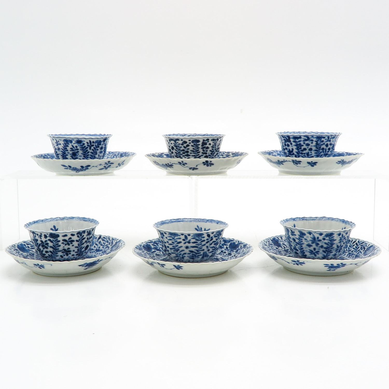 Six Blue and White Cups and Saucers - Image 2 of 7