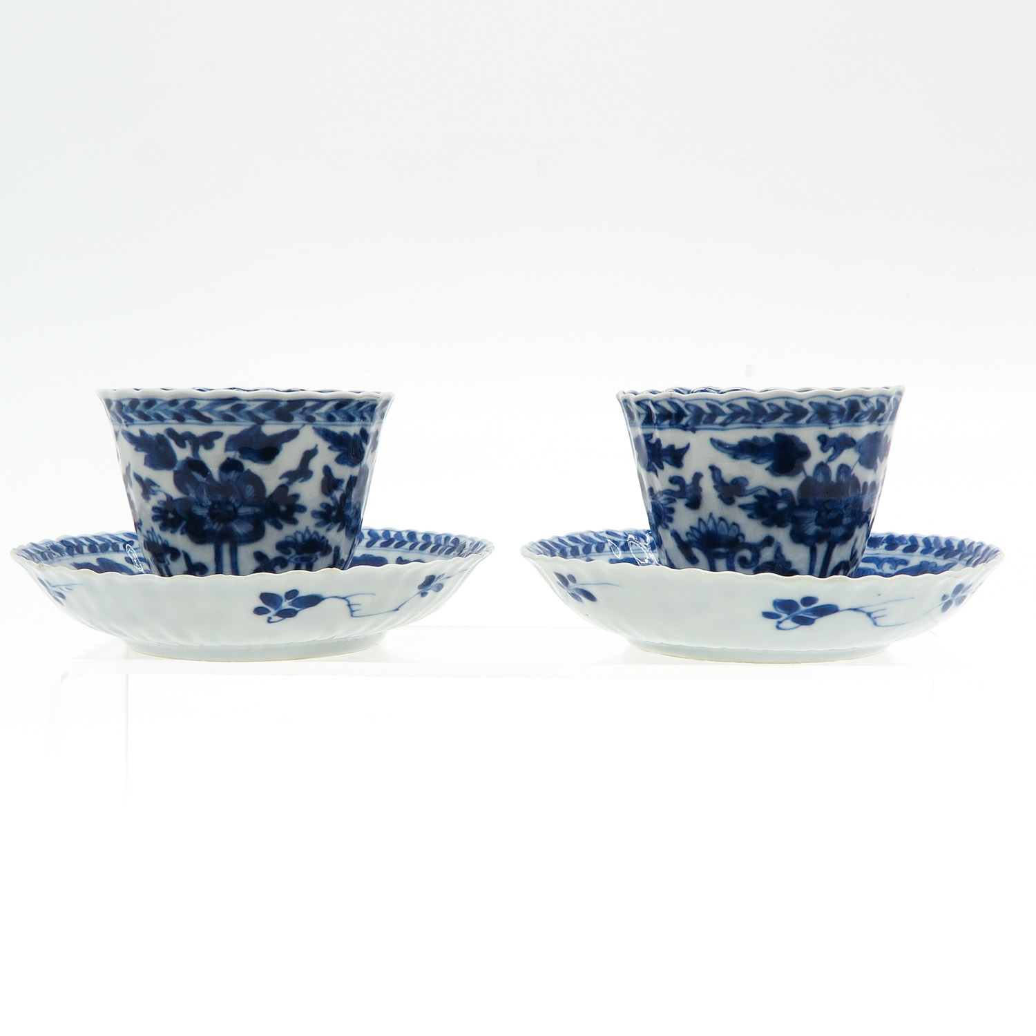 Two Blue and White Cups and Saucers - Image 2 of 8