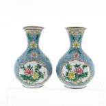 A Pair of Enamel Vases