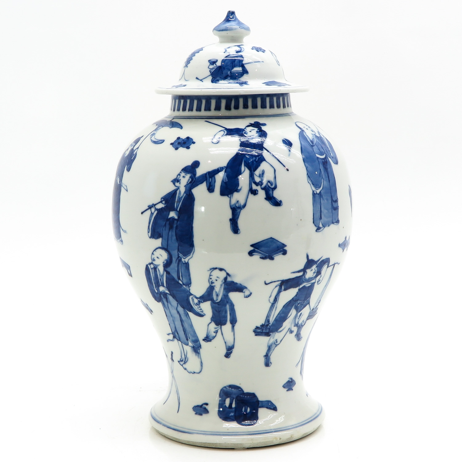 A Blue and White Temple Jar - Image 4 of 9