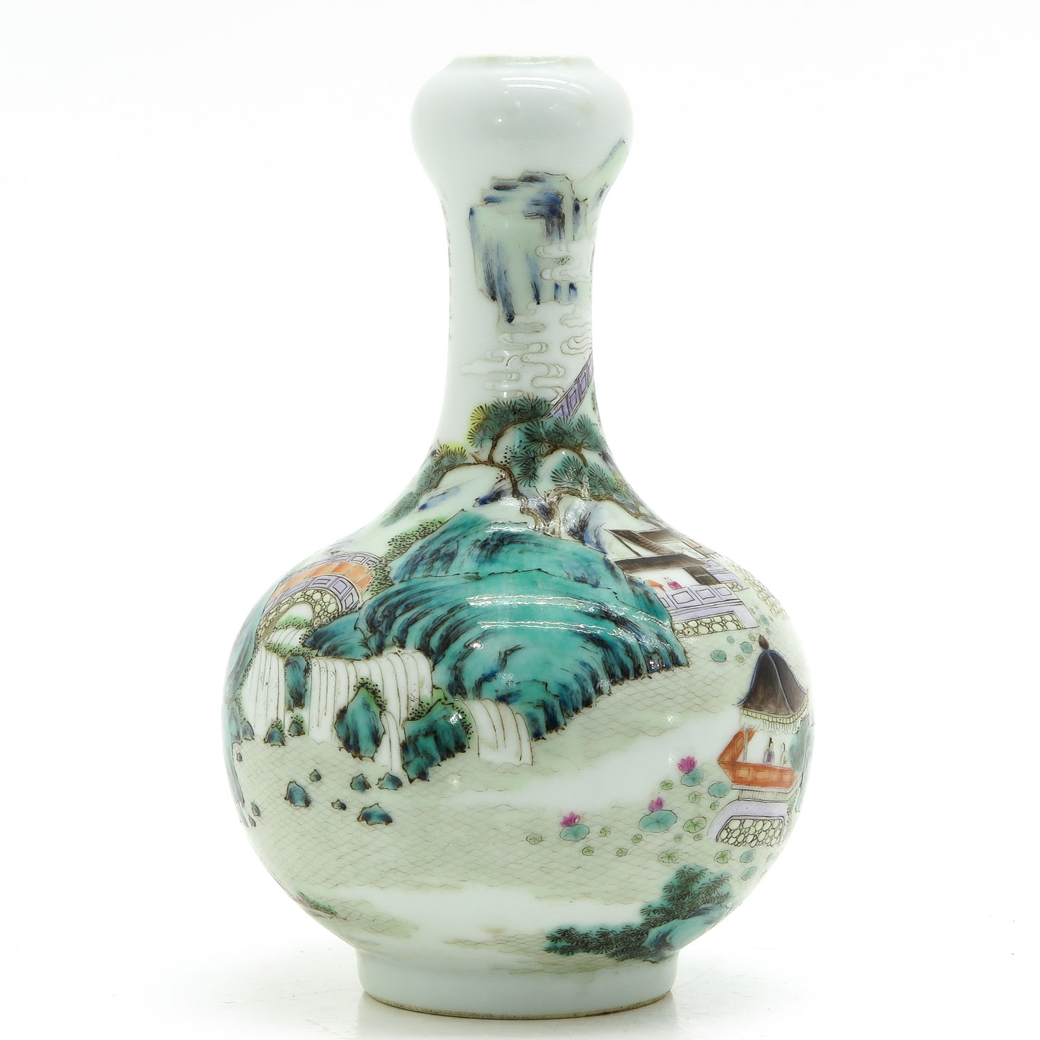 A Famille Verte Decor Garlic Neck Vase - Image 4 of 10