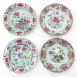 Four Famille Rose Decor Plates