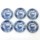 A Series of Six Blue and White Plates