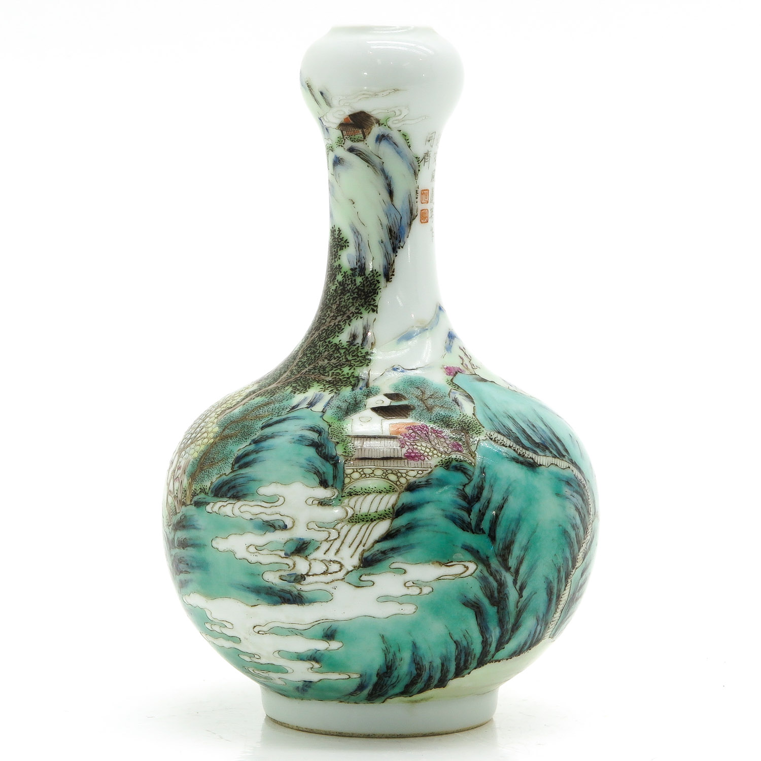 A Famille Verte Decor Garlic Neck Vase - Image 2 of 10