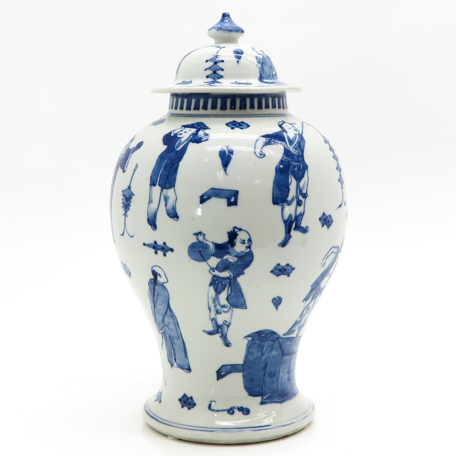 A Blue and White Temple Jar - Image 2 of 9