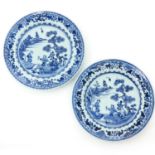 Two Blue and White Plates