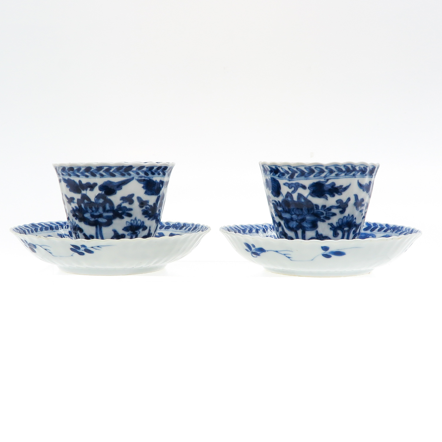 Two Blue and White Cups and Saucers - Image 4 of 8